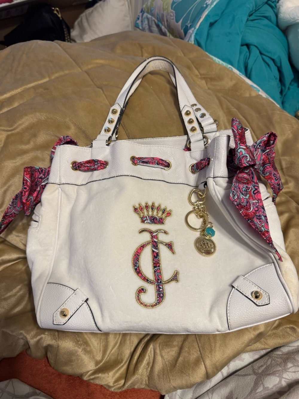 ✨ Juicy Couture Velour Tote w/ Paisley Detail – Y2K Era ✨